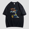 スタイルアップ カジュアル おしゃれ度高め プリント全5色 半袖Tシャツ<U-9437>