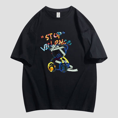 スタイルアップ カジュアル おしゃれ度高め プリント全5色 半袖Tシャツ<U-9437>
