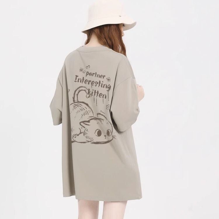 おすすめ 感満々 柔らかくて優しい印象 タイルアップ プリント 4色選択 半袖Tシャツ＜U-9317＞