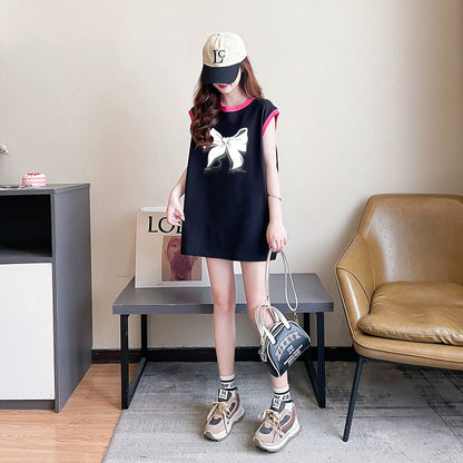 超人気 プリント全4色 軽い生地が夏にぴったり！ ノースリーブ Tシャツ カットソー＜U-9075＞