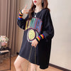 着?せ グラフィックプリント 虹色 ロング長袖Tシャツ 三色トップス＜U-4107＞