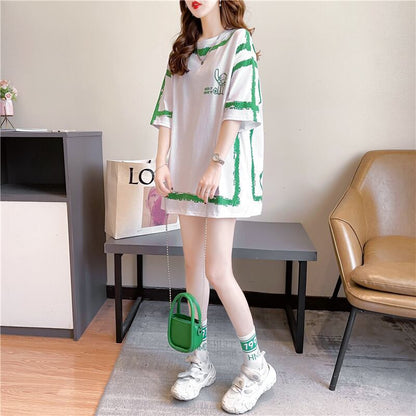 好感度満載 切り替え 美感いっぱい プリント Tシャツ カットソー＜U-3585＞
