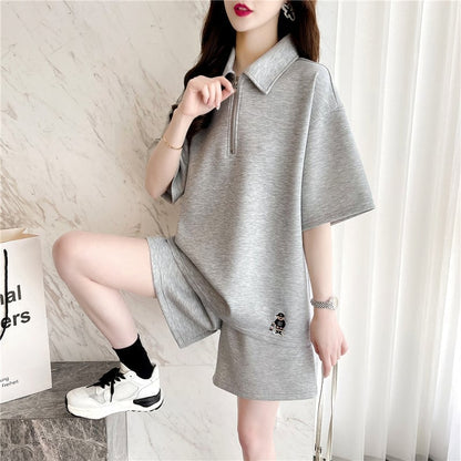 ファッション 切り替え ゆったり感アップ Tシャツ＋ショートパンツ セットアップ＜U-3616＞
