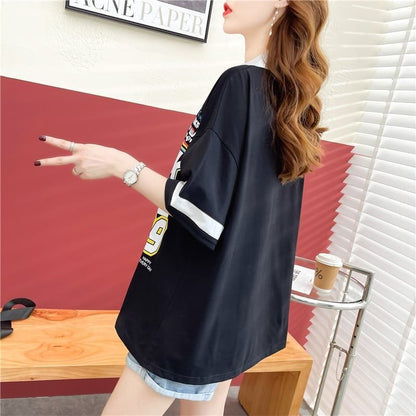 着心地抜群 切り替え 女性力を高める プリント Tシャツ カットソー＜U-3524＞