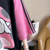 好感度UP グラフィック ストライプ柄 ラグランTシャツ ゆったり ワンピース＜U-3994＞