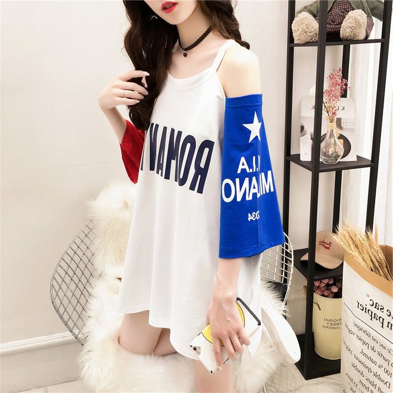 個性的なデザイン プリント 一目惚れ Tシャツ カットソー ワンピース＜U-3342＞