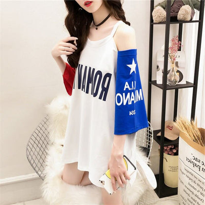個性的なデザイン プリント 一目惚れ Tシャツ カットソー ワンピース＜U-3342＞