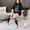 合わせやすい アルファベット ラウンドネック プリントTシャツ ゆったり ワンピース＜U-3992＞