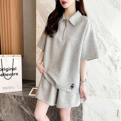 ファッション 切り替え ゆったり感アップ Tシャツ＋ショートパンツ セットアップ＜U-3616＞