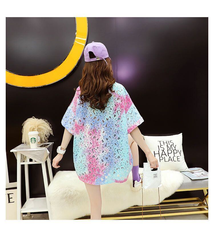 美人度アップ ゆったり スウィート 透かし彫り 半袖Tシャツ＜U-8140＞