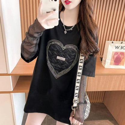 個性的なデザイン プリント 日焼け対策 切り替え Tシャツ カットソー＜U-3003＞