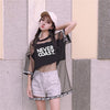 好感度UP レイヤード風 アバンギャルド プリントTシャツ ゆったり半袖＜U-8156＞