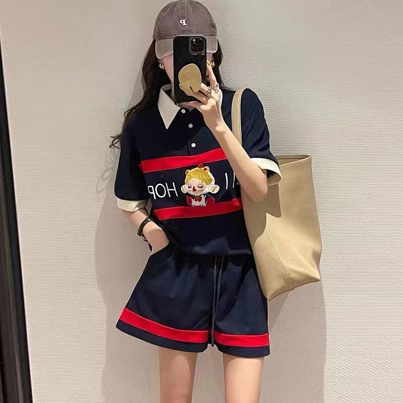 数量限定 プリント切り替え カジュアル 半袖Ｔシャツⅹパンツセット全2色 <U-8665>