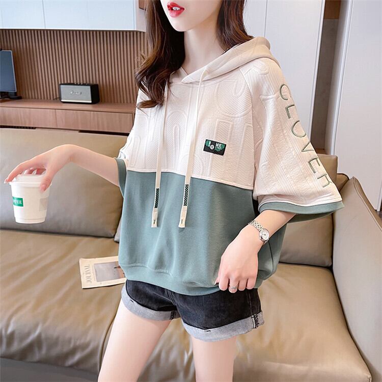 高級感 帽子付き 半袖 Tシャツ スウェット ＜U-8640＞
