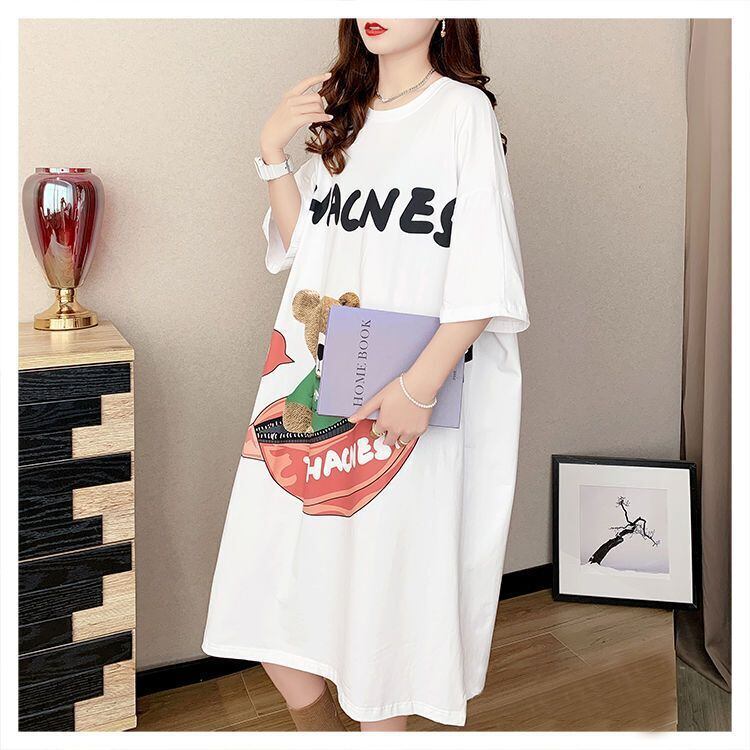スタイリッシュ プリント カジュアル Tシャツ カットソー ワンピース＜U-8285＞