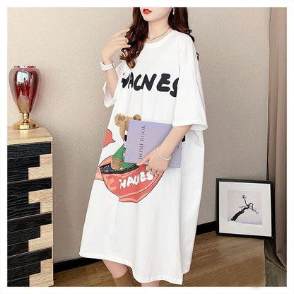 スタイリッシュ プリント カジュアル Tシャツ カットソー ワンピース＜U-8285＞