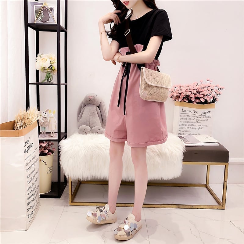 ファッション Tシャツ＋サロペット 美人度アップ セットアップ＜U-3206＞