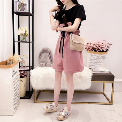 ファッション Tシャツ＋サロペット 美人度アップ セットアップ＜U-3206＞