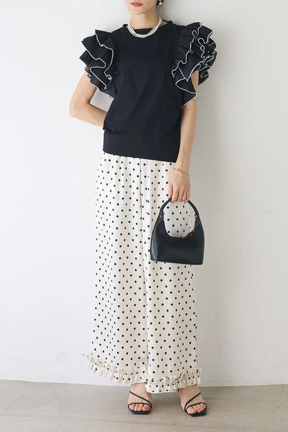 美人度アップ 早い者勝ち 大人可愛い カジュアル 共2色 Tシャツ<U-12149>