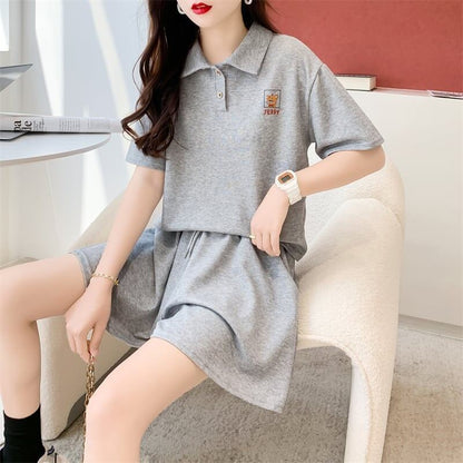 カジュアル 切り替え オシャレ度満点 Tシャツ＋ショートパンツ セットアップ＜U-3613＞