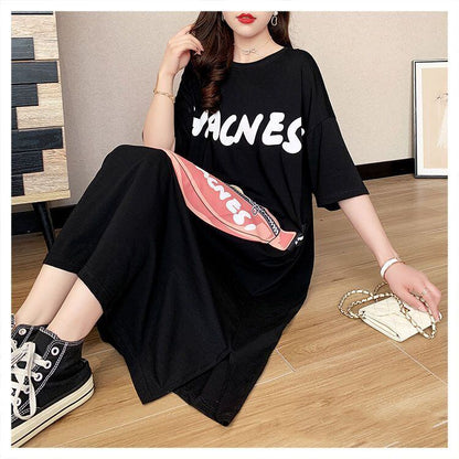 スタイリッシュ プリント カジュアル Tシャツ カットソー ワンピース＜U-8285＞
