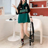 ファッションカジュアルネットレッドルーズポロカラー半袖Tシャツ<U-2856>