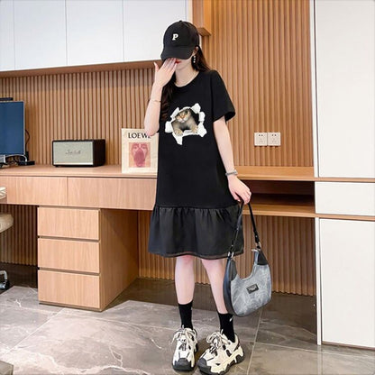 絶対欲しい ネコ カジュアル デザイン ゆったり 半袖 Tシャツ＜U-8658＞