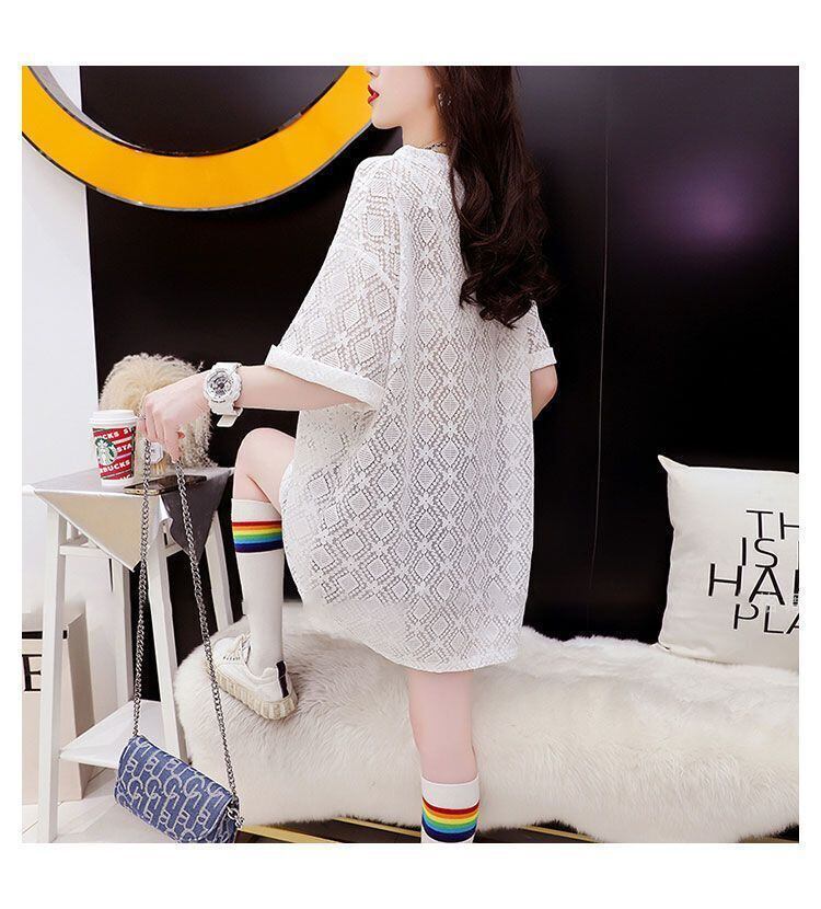 【半額！期間限定！！】新商品 切り替え 一目惚れ 透かし彫り プリント Tシャツ カットソー＜U-8523＞
