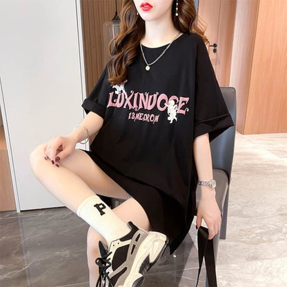 スタイリッシュ 切り替え 一目惚れ プリント Tシャツ カットソー＜U-3619＞