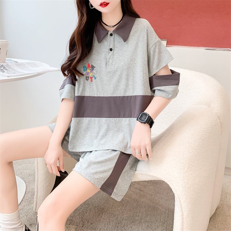 カジュアル Tシャツ＋ショートパンツ スタイリッシュ セットアップ＜U-3472＞