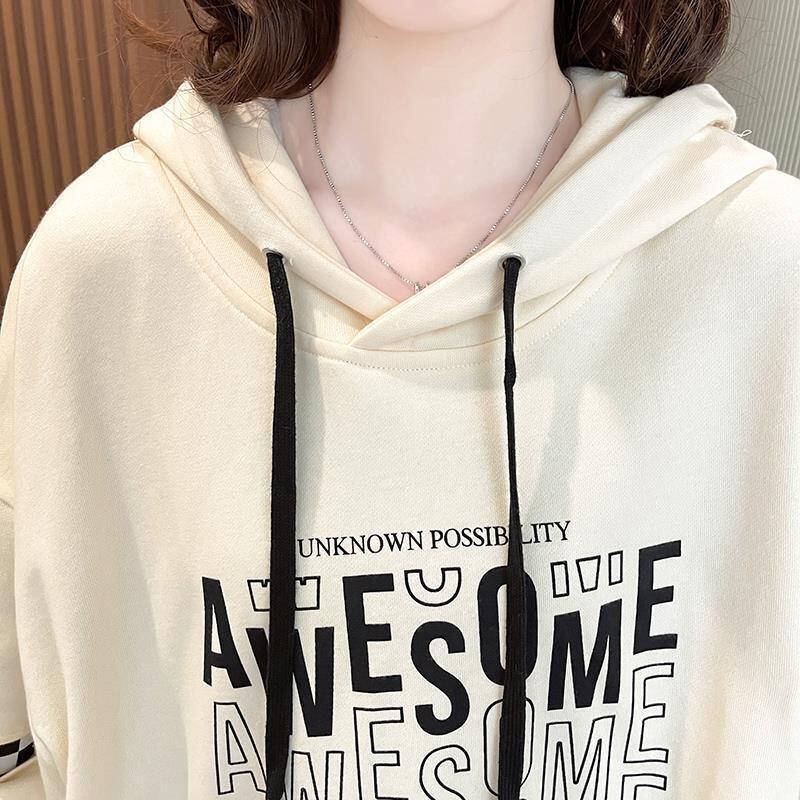 【半額！期間限定！！】定番シンプル フード付き チェック柄アルファベットプリント ロングパーカ＜U-4091＞