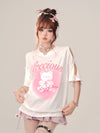 着回し力抜群 レース スウィートプリント 全2色 半袖Tシャツ ＜U-8711＞