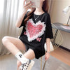 個性的なデザイン 切り替え 今季大好評 プリント Tシャツ カットソー＜U-3410＞
