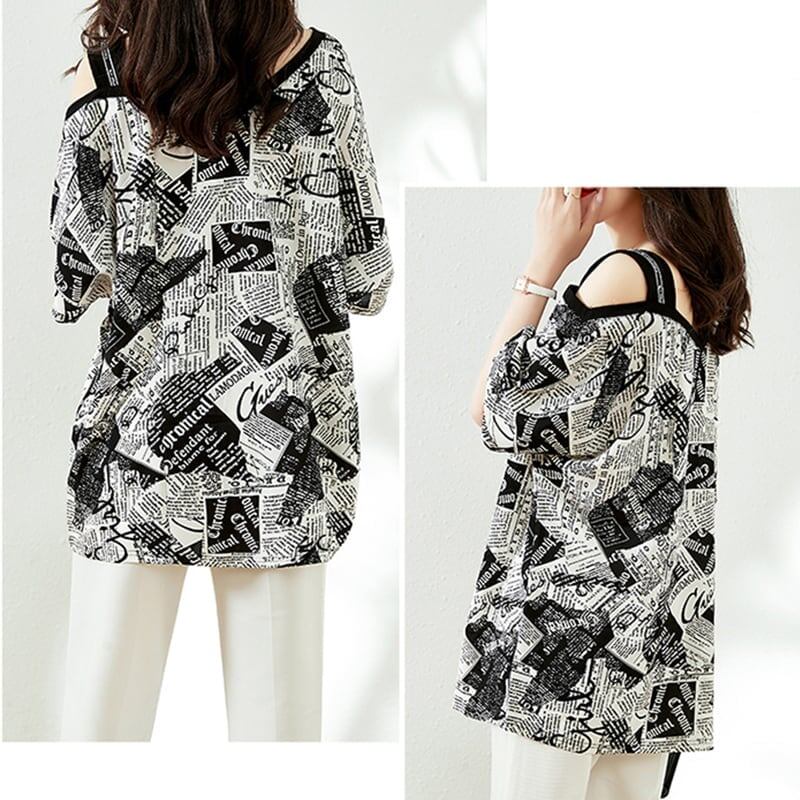 カジュアル ベアトップ お洒落 プリント Tシャツ カットソー＜U-3143＞