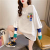 個性的なデザイン 切り替え 好感度満載 プリント Tシャツ カットソー＜U-3665＞