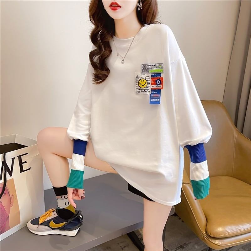 個性的なデザイン 切り替え 好感度満載 プリント Tシャツ カットソー＜U-3665＞