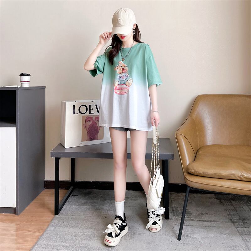話題沸騰中 グラデーション おしゃれ度高め プリント 2色選択 半袖 Tシャツ <U-9218>