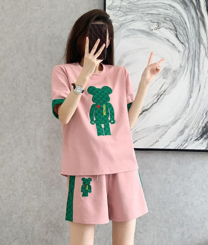 大好評 カジュアル 話題沸騰中 切り替え 全3色 半袖 Tシャツ ショートパンツ セットアップ ＜U-9007＞