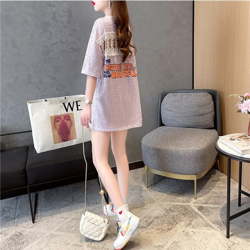 好感度満載 切り替え 美感いっぱい プリント Tシャツ カットソー＜U-3548＞