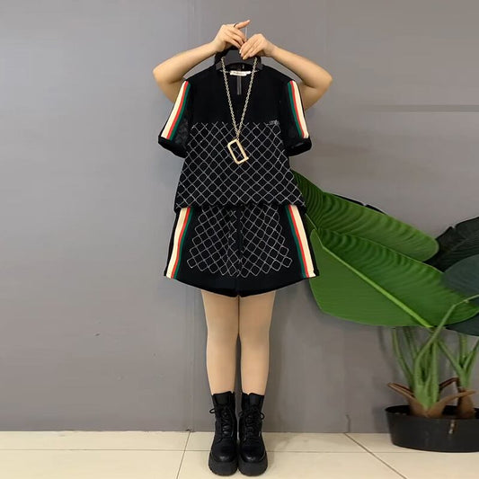 好感度UP ホットダイヤモンド カジュアル 半袖 Tシャツ ショートパンツ セットアップ ＜U-9000＞