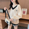 女子マスト  レイヤード風 熊柄ロゴゆったり厚手スウェット全3色トップス<U-4614>