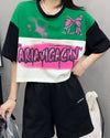着回し力抜群 切り替え三色 韓国系 ゆったり半袖Tシャツ ＜U-8455＞