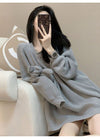 気質満点ぬいぐるみ付きグレーゆったりニットセーター＜U-4659＞
