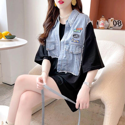 着心地抜群 切り替え 気質溢れる Tシャツ カットソー トップス＜U-3057＞