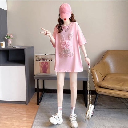 オシャレ度満点 切り替え 一目惚れ プリント Tシャツ カットソー＜U-3422＞