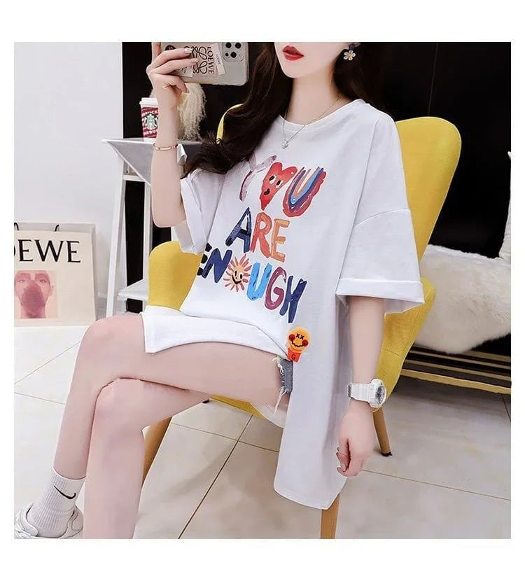 ストリートトレンド韓国風コットン半袖Tシャツ<U-2962>