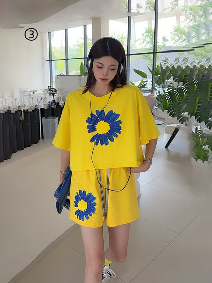 好感度UP カジュアル 真夏も快適 半袖 Tシャツ ショートパンツ セットアップ ＜U-11374＞