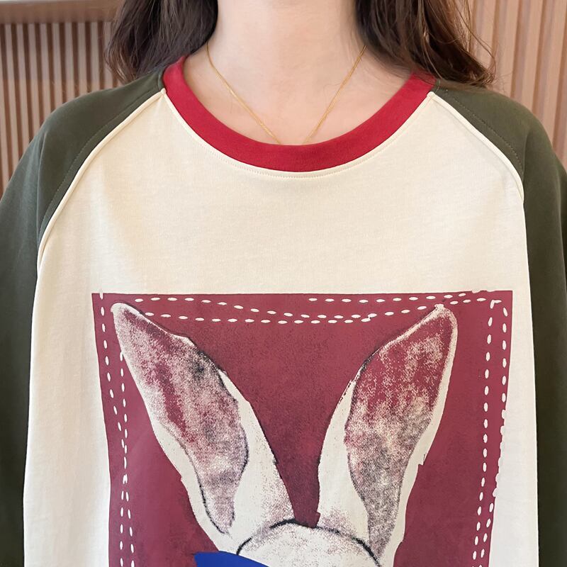 絶対欲しい プリント 個性派 切り替え 全2色 半袖 Tシャツ ＜U-8545＞