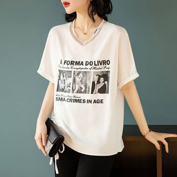 話題沸騰中 ファッション 着回し力抜群 プリント 2色選択 半袖Tシャツ＜U-8621＞