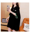 アルファベット プリント ドロップショルダー ロングTシャツ ゆったり＜U-2888＞